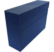 Elba Caja de Transferencia - Carton Forrado con Tela Geltex - Tapa con Cierre de Presion - Solapa Abatible - Medidas 39.6x25.4cm - Color Azul