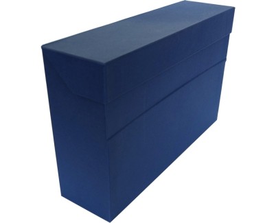 Elba Caja de Transferencia - Carton Forrado con Tela Geltex - Tapa con Cierre de Presion - Solapa Abatible - Medidas 39.6x25.4cm - Color Azul