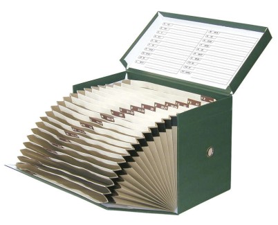 Elba Caja de Transferencia con Fuelle - Tama&ntilde;o 25x38.5cm - Resistente y Duradera - Color Verde