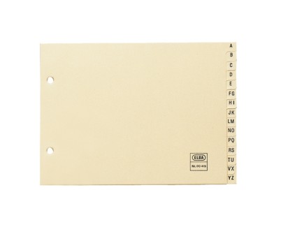 Elba Indice Alfabetico Formato 4º Apaisado 15 AZ - Cartulina de 180gr - Organizacion Alfabetica - Resistente y Duradero - Color Beige