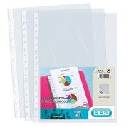 Elba Pack de 10 Fundas Multitaladro PP 90 Micras - Tamaño Folio - Acabado Piel Naranja - Transparente
