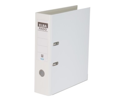 Elba Plast Archivador Tama&ntilde;o A4 - Ancho 80mm - Con Palanca y Rado - Resistente y Duradero - Fabricado en PVC - Color Blanco