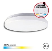 Elbat Aplique LED Techo Redondo 36W - 3600Lm - Selector 3 Temperaturas - Color Blanco
