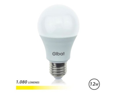 Elbat Bombilla LED A60 - 12W - 1080LM - E27 - Luz Calida - Color Blanco Calido