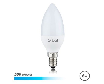 Elbat Bombilla LED C37 6W 500LM E14 Luz Fria - Ahorro de Energia - Larga Vida Util - Facil Instalacion - Color Blanco