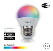 Elbat Bombilla LED Esferica Smart Wi-Fi G45 E27 5W 470lm RGB - Temperatura 2700K a los 6000K - Control de Voz - Control Remoto - 3 Modos de Color: Frio, Natural y Calido