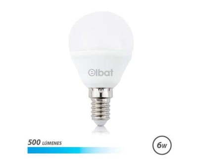 Elbat Bombilla LED G45 6W 500LM E14 Luz Fria - Ahorro de Energia - Larga Vida Util - Bajo Consumo - Color Blanco