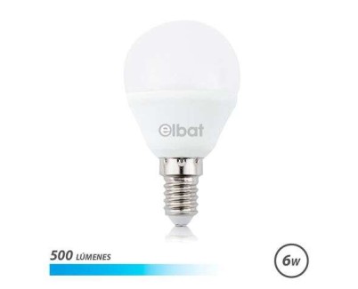 Elbat Bombilla LED G45 6W 500LM E14 Luz Fria - Ahorro de Energia - Larga Vida Util - Bajo Consumo - Color Blanco