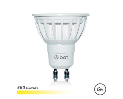 Elbat Bombilla LED GU10 6W 560LM Luz Calida - Ahorro de Energia - Larga Vida Util - Facil Instalacion - Color Blanco Calido