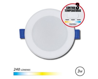 Elbat Downlight Circular 3W - 240Lm - Selector 3 Temperaturas - Color Blanco
