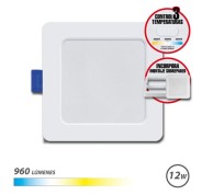 Elbat Downlight Cuadrado 12W - 960Lm - Selector 3 Temperaturas+Sobrepared - Color Blanco