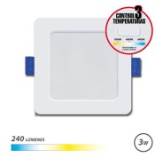 Elbat Downlight Cuadrado 3W - 240Lm - Selector 3 Temperaturas - Color Blanco