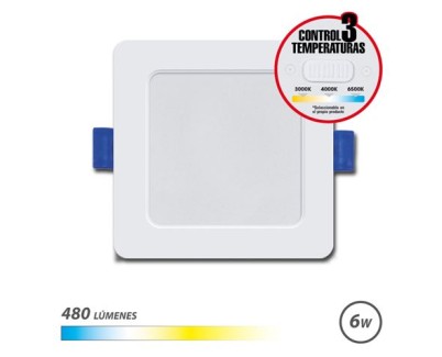 Elbat Downlight Cuadrado 6W - 480Lm - Selector 3 Temperaturas - Color Blanco