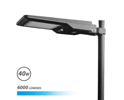 Elbat Farola LED Solar 40W Pro 6000Lm 6000K - Color Negro