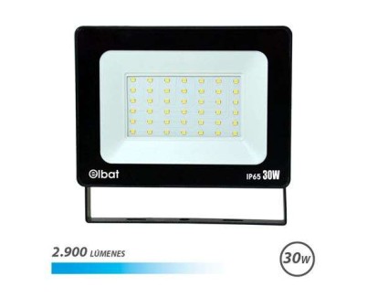 Elbat Foco LED de 30W - Potencia: 30W - Lumenes: 2900 - 6.500K Luz Fria - 30.000 - 50.000 Horas de Vida - Angulo 120º - Proteccion: IP65 para Usar en Exterior - Color Negro