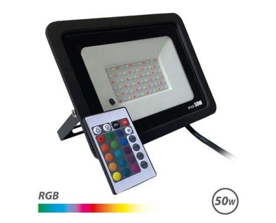 Elbat Foco Led RGB 50W - Control Remoto - IP65 - Ideal para Exterior