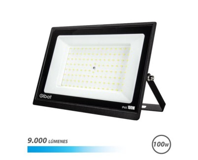 Elbat Foco LED Serie Super Slim 100W - 9000 Lumenes - 6500K Luz Fria - IP65 Para Uso en Exterior
