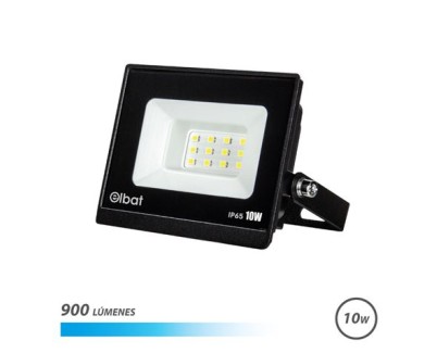 Elbat Foco LED Serie Super Slim 10W - 900 Lumenes - 6500K Luz Fria - IP65 Para Uso en Exterior