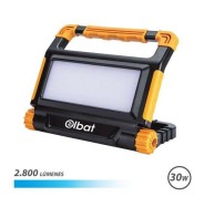 Elbat Foco Recargable 30W - Luz Fria, 6000K - 2800 Lumenes - Bateria 3.7V / 8000Mah - Recargable con Cable USB - Cable de Carga Tipo C Incluido - 3 Modos de Trabajo - Color Negro