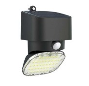 Elbat Foco Solar 2000LM - Luz Fria 6000K - Regulacion Vertical y Horizontal - Panel Solar 1W - IP65 - Color Negro