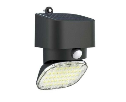 Elbat Foco Solar 2000LM - Luz Fria 6000K - Regulacion Vertical y Horizontal - Panel Solar 1W - IP65 - Color Negro