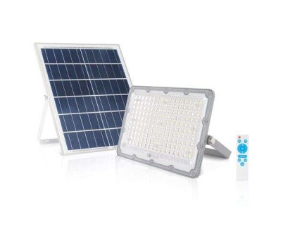 Elbat Foco Solar Led 100W - 2700LM - Luz Fria 6500K - Autonomia hasta 2 Dias - Control Remoto - IP67