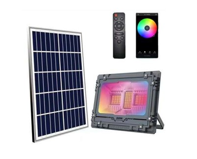 Elbat Foco Solar Led RGB 60W - 515LM - Bluetooth - Bateria 5V/6AH - Control Remoto - IP67