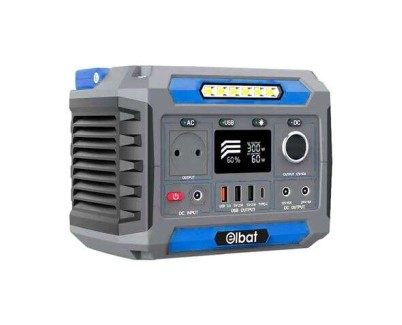 Elbat Generador de Energia Portatil - 300W - Bateria de Litio 78.000Mah - Display LED - Carga Solar - Accesorios Incluidos - Puertos de Salida USB y DC - Color Gris