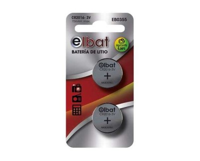 Elbat Pack de 2 Pilas Litio de Boton CR2016 3V