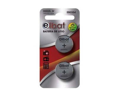 Elbat Pack de 2 Pilas Litio de Boton CR2025 3V