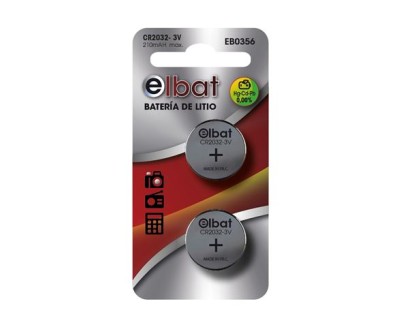 Elbat Pack de 2 Pilas Litio de Boton CR2032 3V