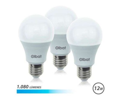 Elbat Pack de 3 Bombilla LED A60 de 12W - 1080LM - Base E27 - Luz Fria