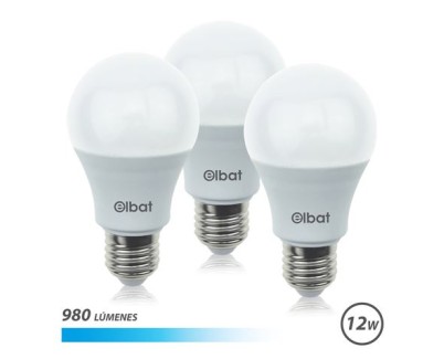 Elbat Pack de 3 Bombillas LED A60 12W E27 980lm - 6500K Luz Fria