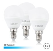 Elbat Pack de 3 Bombillas LED G45 6W E14 480lm - 6500K Luz Fria