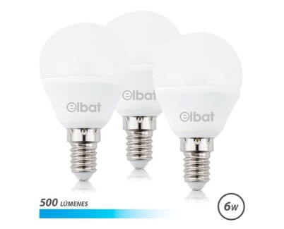 Elbat Pack de 3 Bombillas LED G45 de 6W - 500LM - Base E14 - Luz Fria