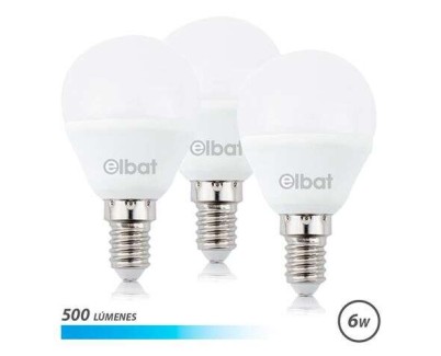 Elbat Pack de 3 Bombillas LED G45 de 6W - 500LM - Base E14 - Luz Fria