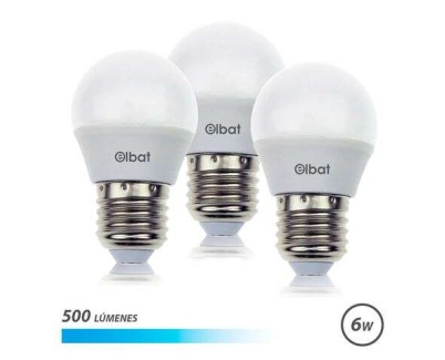 Elbat Pack de 3 Bombillas LED G45 de 6W - 500LM - Base E27 - Luz Fria