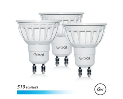 Elbat Pack de 3 Bombillas LED GU10 6W 510lm - 6500K Luz Fria
