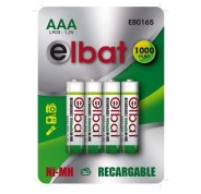 Elbat Pack de 4 Pilas Recargables LR03 AAA 1000mAh