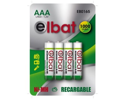 Elbat Pack de 4 Pilas Recargables LR03 AAA 1000mAh