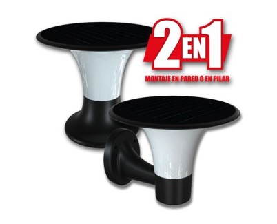 Elbat Serie Pro Farol LED Solar - 15W - 6000K/3000K - 2200 Lumenes - Sensor - Montaje en Pared o Sobre Pilar - Color Negro