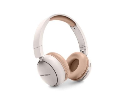 Energy Sistem Auriculares Bluetooth con Radio FM - Plastico 100% Reciclado - Reproductor MP3 y MicroSD - Color Crema