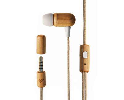 Energy Sistem Auriculares Eco CherryWood - Mini Jack - Madera Sostenible - Cable de Cañamo - Microfono - Control de Conversacion - Color Marron