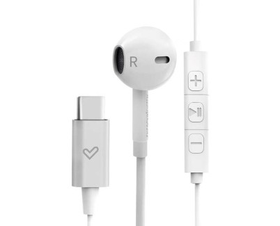 Energy Sistem Auriculares Smart 2 - Type C - Musica y Control de Volumen - Caja de Viaje - Color Blanco