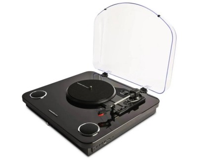 Energy Sistem BlackSpin Tocadiscos Bluetooth con Altavoces 10W - Funcion Auto-Stop - Grabacion USB - Compatible con 33/45/78 RPM - Conexion RCA/Bluetooth - Color Negro