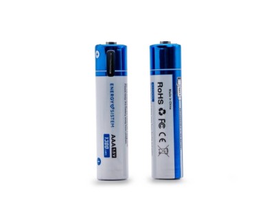 Energy Sistem Charge Pro C  Pack de 2 Pilas Recargables USB-C - 1100mWh - 740mAh - AAA  - 1.5V - Carga Por USB-C