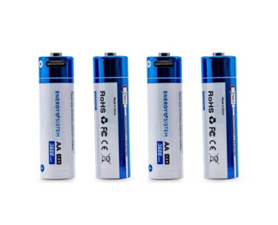 Energy Sistem Charge Pro C Pack de 4 Pilas Recargables USB-C - 3405mWh - 2270mAh - AA  - 2.5V - Carga Por USB-C