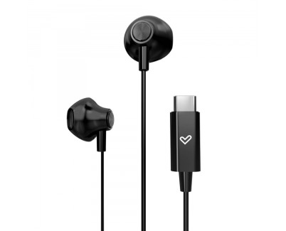 Energy Sistem EasyPods Auriculares de Boton - Sonido HD - Conexion Tipo C - Microfono Integrado - Control de Reproduccion - Cable 120 cm - Packaging Reciclado - Color Negro