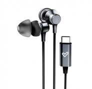 Energy Sistem Metallized Auriculares con cable Tipo C - Microfono - Controlador de 3 Botones - Funda de Transporte - Color Negro