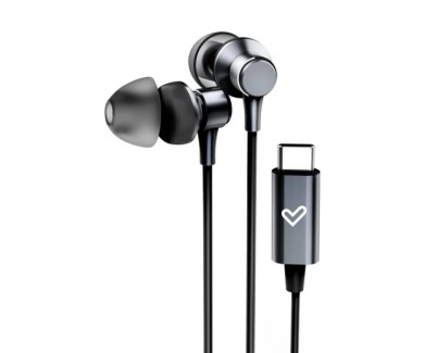 Energy Sistem Metallized Auriculares con cable Tipo C - Microfono - Controlador de 3 Botones - Funda de Transporte - Color Negro